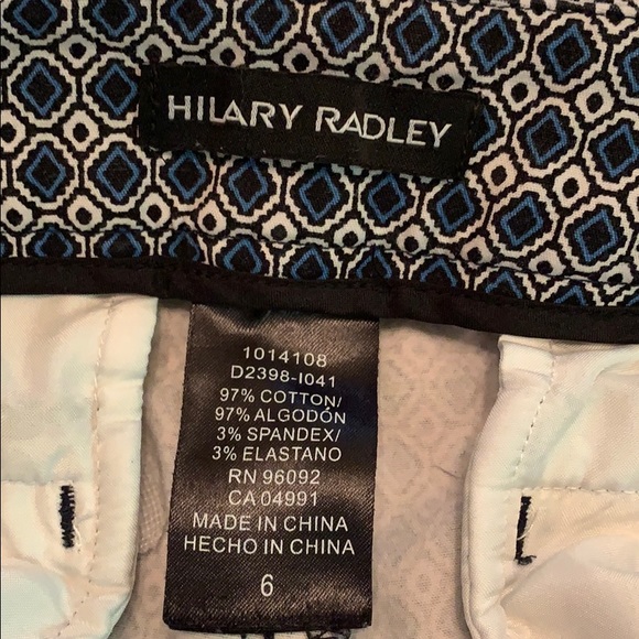 {Hilary Radley}Sz 6Blk/Blue/Wht CropPants - Picture 6 of 7